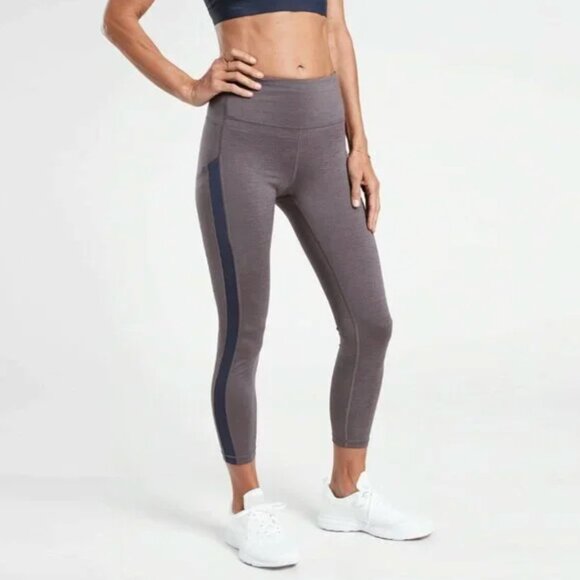 Athleta Ultimate Stash Pocket 7/8 Tight Leggings in Heather Grey/Navy, size M - Picture 1 of 11